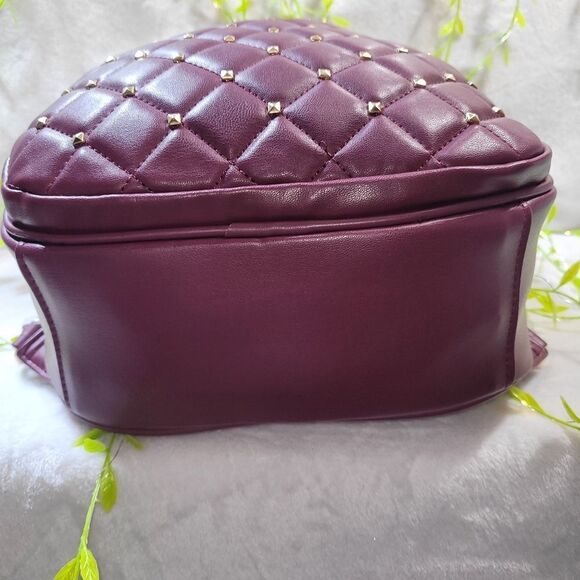 NWT Badgley Mischka Pocket Studded Backpack in Plum - Picture 8 of 14